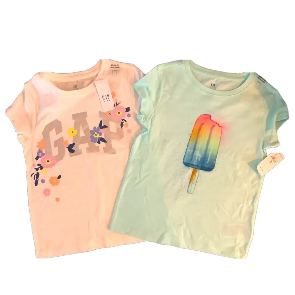 GAP Kids NWT 2-Pack Graphic T-Shirts Floral Popsicle Girls Size 4-5